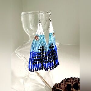 Winter Night Beaded Earrings